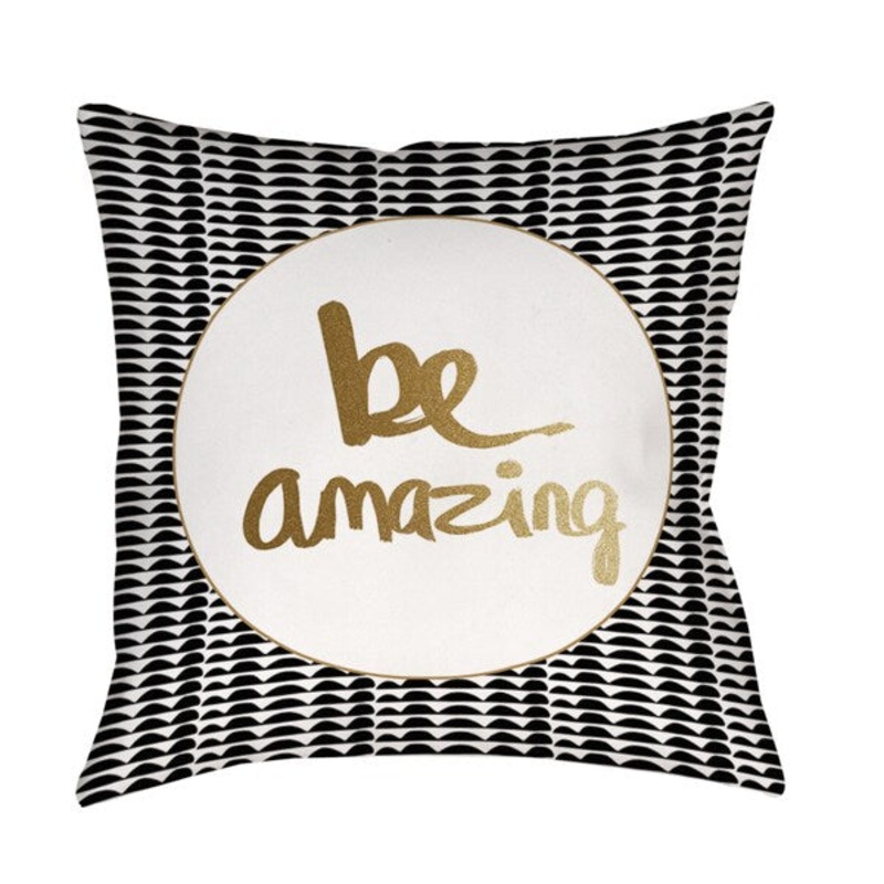 Be Amazing Black and Gold Decorative Pillow