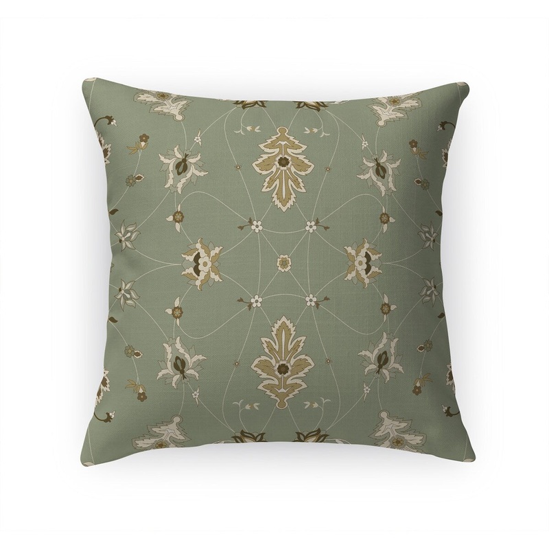 SHABYLON GREEN Linen Throw Pillow By Marina Gutierrez