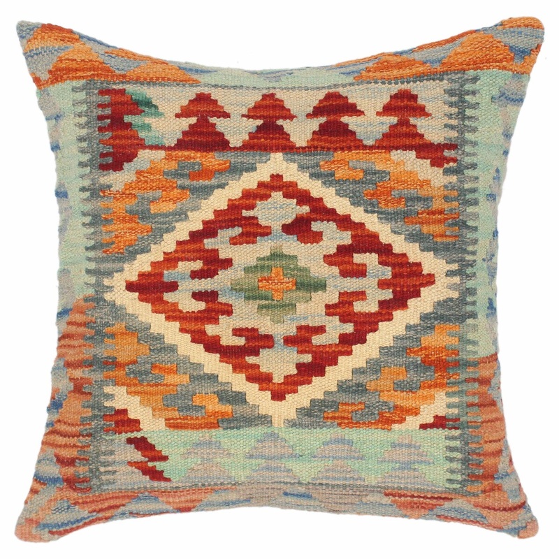 Tribal Maida Hand-Woven Turkish Kilim Throw Pillow 18 in. x 18 in.