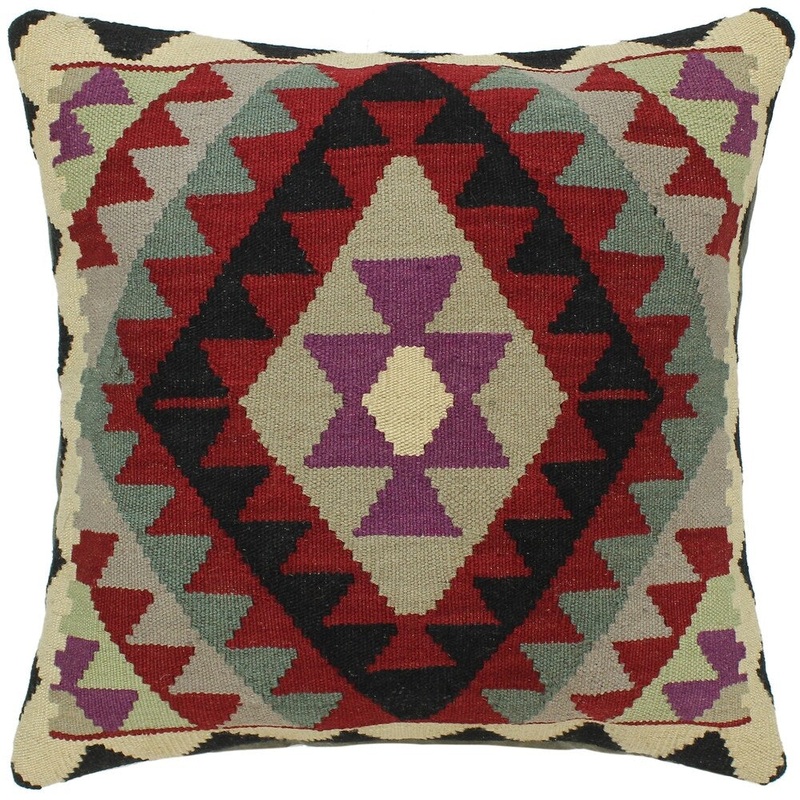 Arthur Red/Black Hand-Woven Kilim Throw Pillow - 1'9 x 1'10