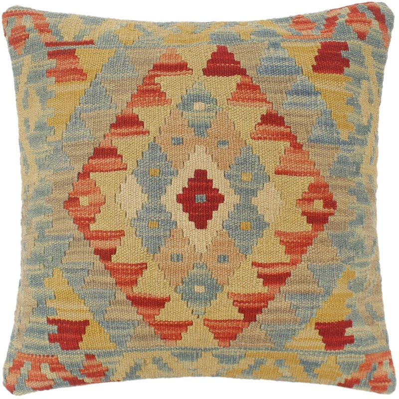 Southwestern Turkish Steel Hand Woven Kilim Pillow