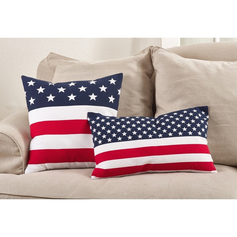Star Spangled American Flag Design Cotton Down Filled Throw Pillow