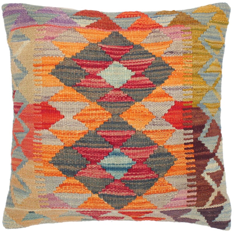 Tribal Fawn Hand-Woven Turkish Kilim Throw Pillow 17 in. x 18 in.