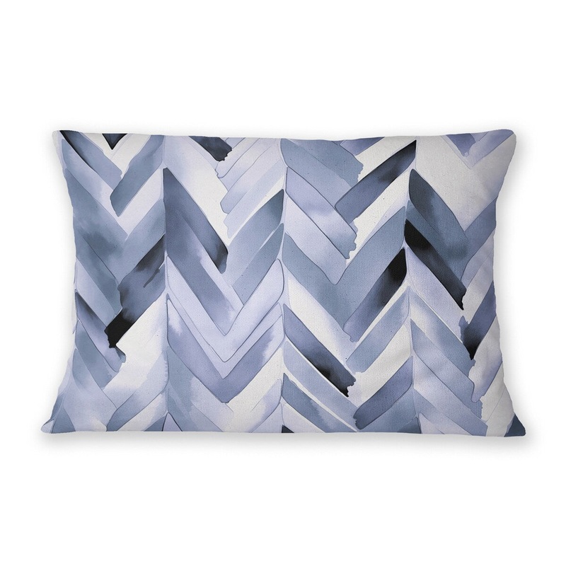 WATERCOLOR INK CHEVRON BLUE Lumbar Pillow By Becca Dell'Arciprete