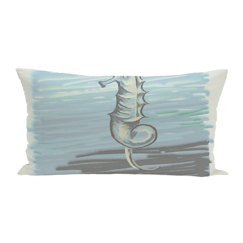14 x 20-inch Grey Seahorse Outdoor Decorative Pillow