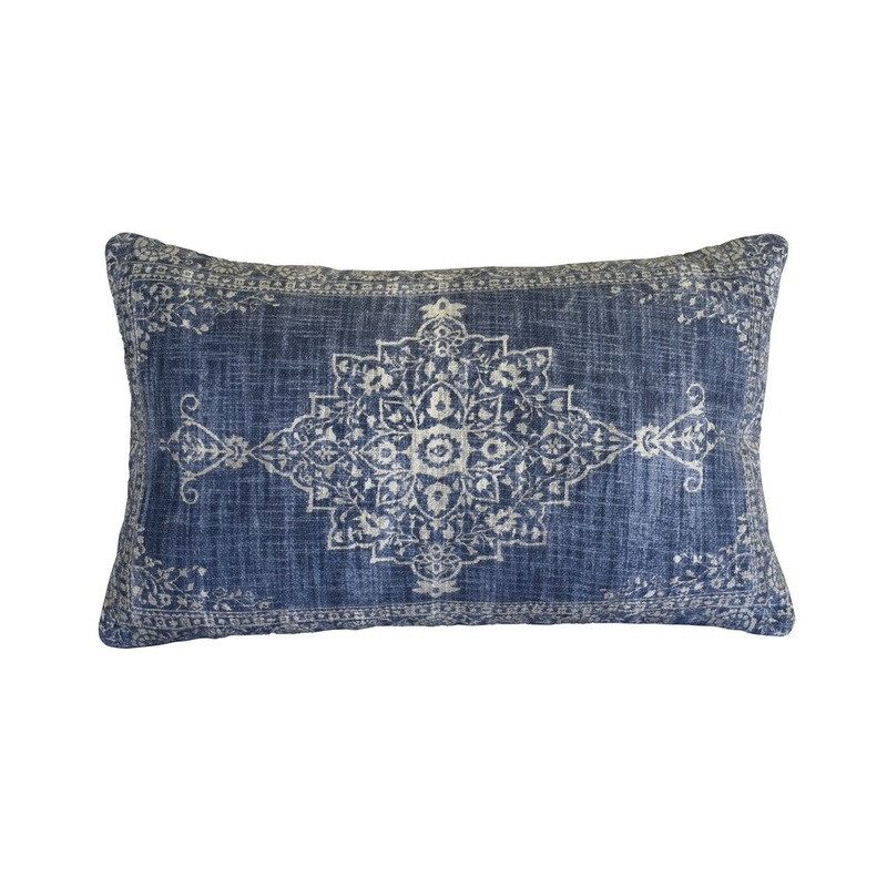 AM Home Denim Royal Antque Boho Pillow, Poly Fill Insert, 16" x 26"