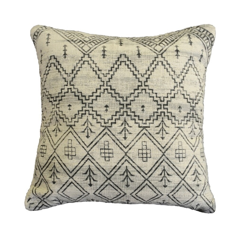 AM Home Off-White Tribe Block Boho Pillow, Poly Fill Insert, 20" x 20"
