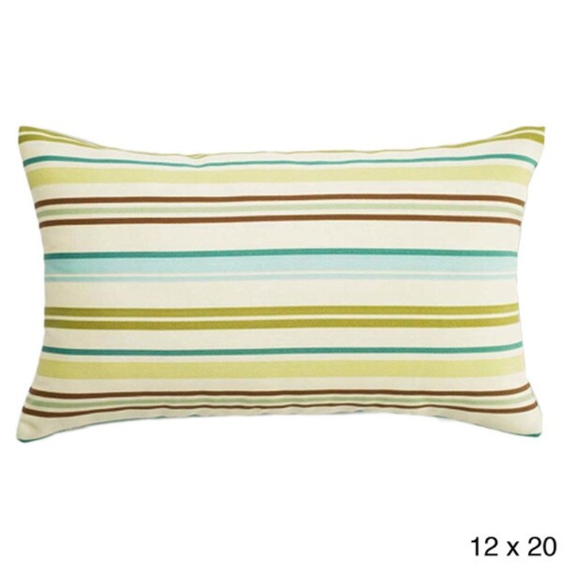 Aqua Thick-stripe Outdoor Accent Pillow