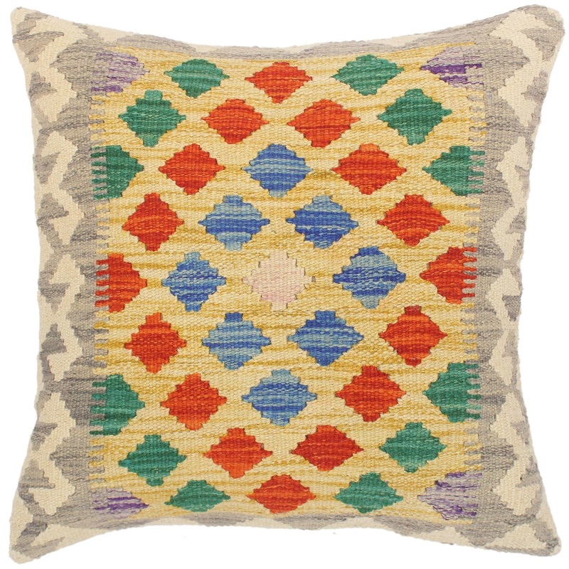 Shabby Chic Madelein Hand-Woven Turkish Kilim Pillow 19 in. x 20 in.