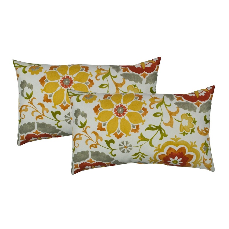 Sherry Kline Flower Power Orange Outdoor BoudoirThrow Pillow (Set of 2)