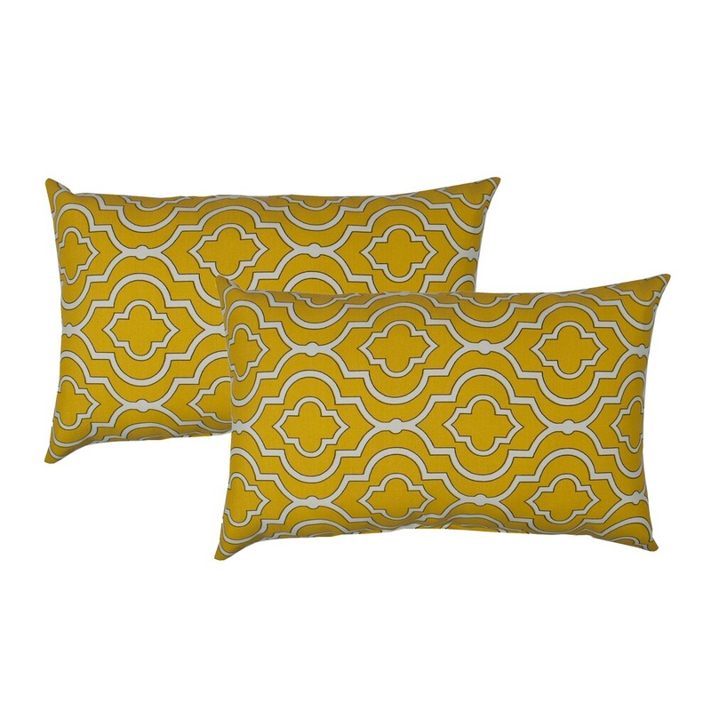 Sherry Kline Lattice Yellow Outdoor BoudoirThrow Pillow (Set of 2)
