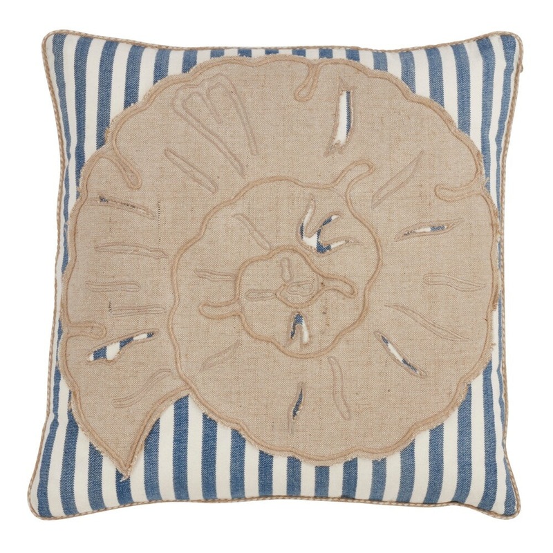 Striped Sea Shell Down Filled 18 Inch Decorative Throw Pillow
