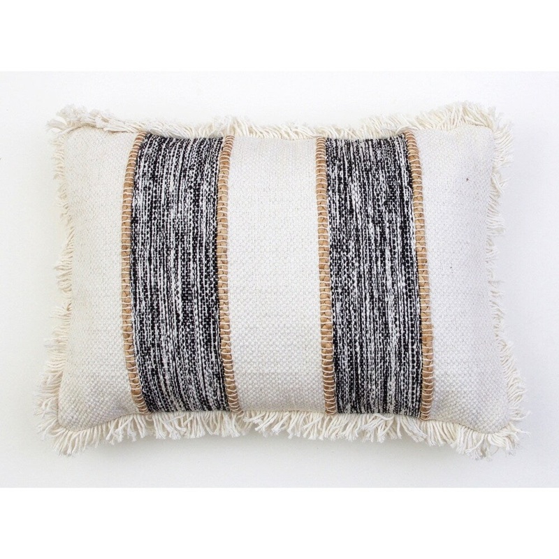 The Curated Nomad Torina 14x20-inch Jute Rope Fringe Trim Pillow