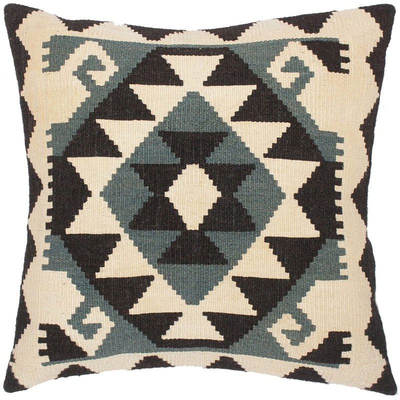 Tribal Lizzette Hand-Woven Turkish Kilim Throw Pillow 22 in. x 22 in.