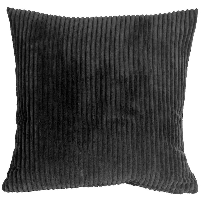 Wide Wale Corduroy 22x22 Throw Pillow with Polyfill Insert, Black