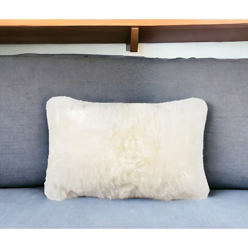 12" X 20" Natural Sheepskin Throw Pillow