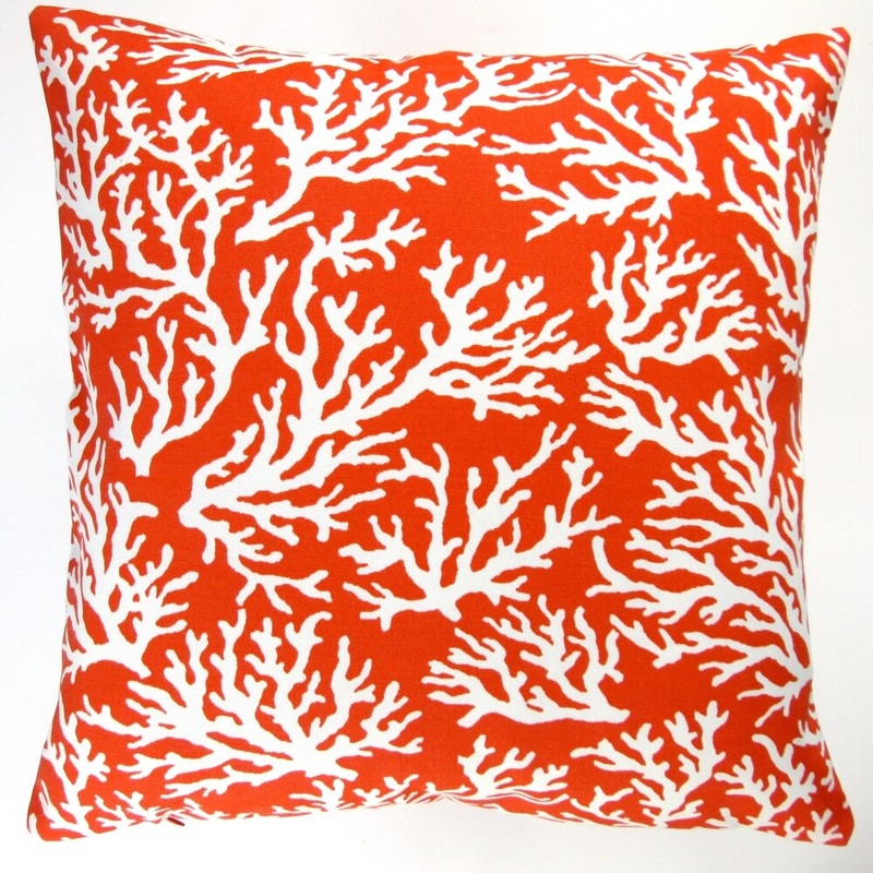 Artisan Pillows Outdoor 18-inch Orange Coral Beach Throw Pillow (Set of 2)