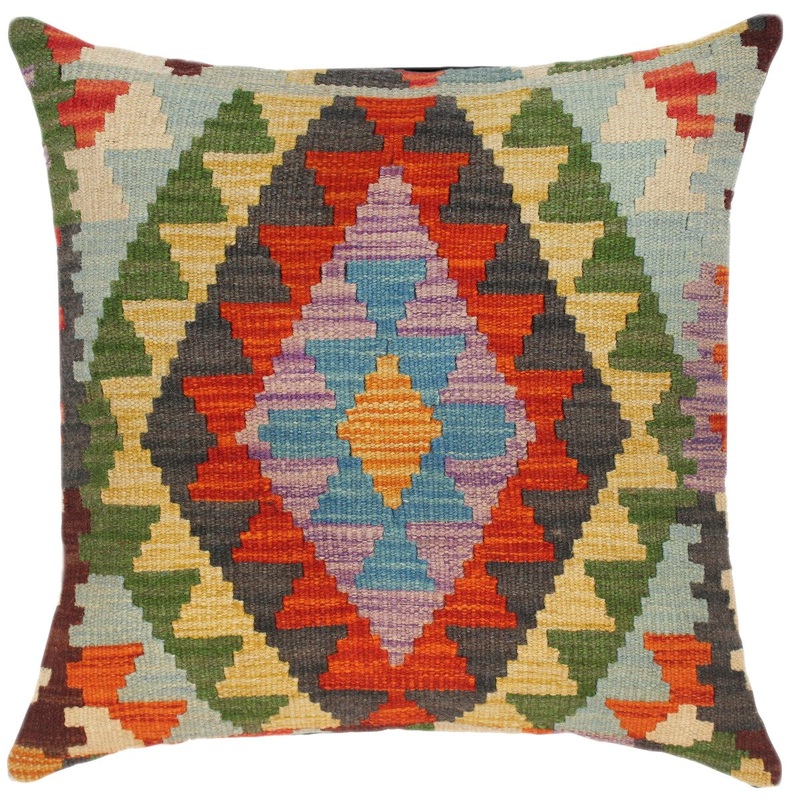 Bauhaus Korey Hand-Woven Turkish Kilim Throw Pillow