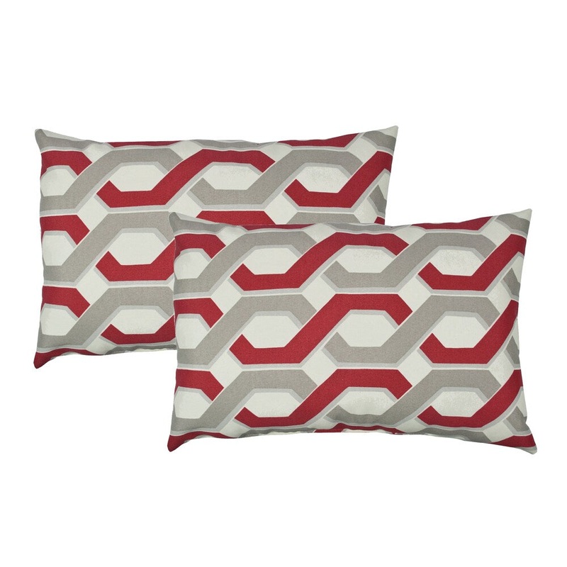 Sherry Kline Intersect Grey Outdoor BoudoirThrow Pillow (Set of 2)