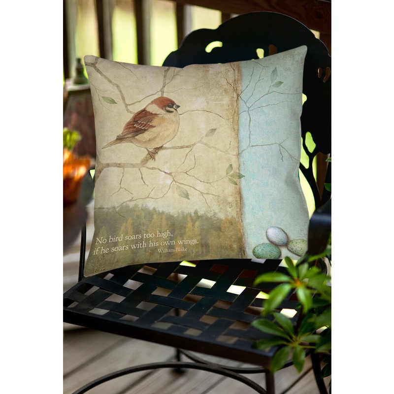 The Gray Barn Grant Bird Quote Sparrow Indoor/ Outdoor Pillow