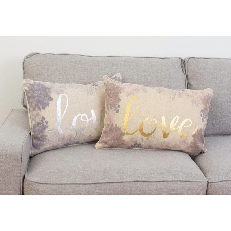 Thro 14x22" Lynette Love Foil Printed Flash Faux Linen Pillow