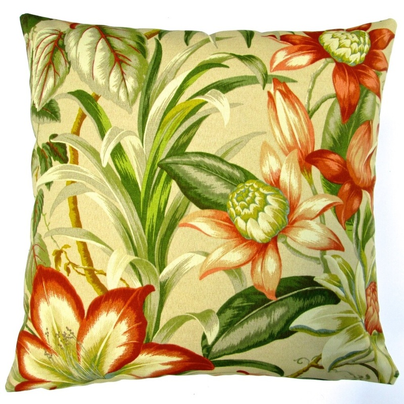 Artisan Pillows Indoor/ Outdoor 18-inch Tommy Bahama Fabric Botanical Hawaiian Hibiscus Throw Pillow (Set of 2)