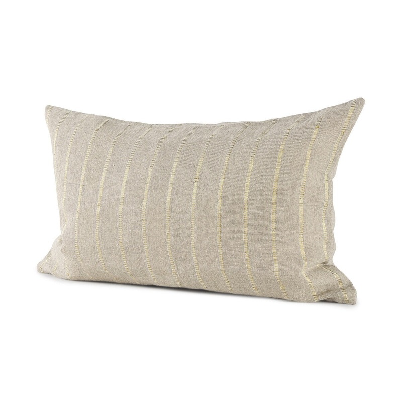 Beige and Gold Striped Pillow Cover