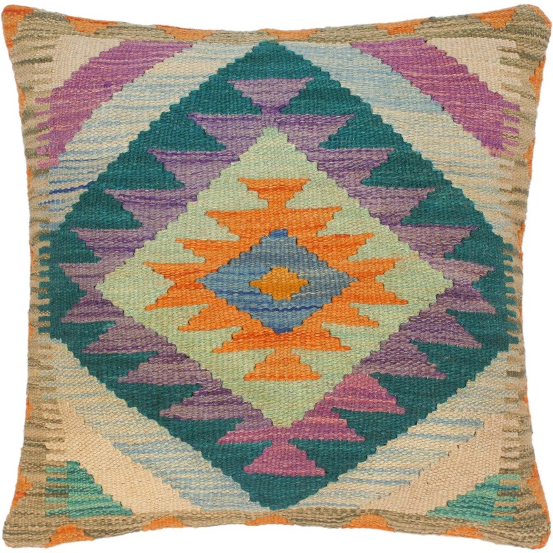 Southwestern Norbert Hand-Woven Turkish Kilim Pillow 18 in. x 18 in.