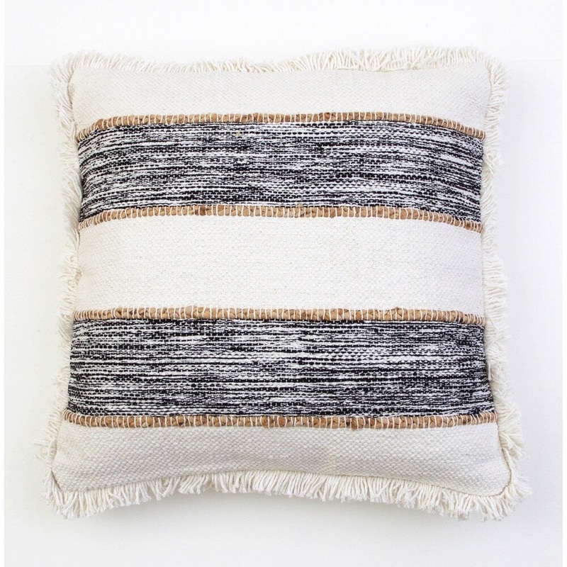 The Curated Nomad Torina 14x20-inch Jute Rope Fringe Lumbar Pillow