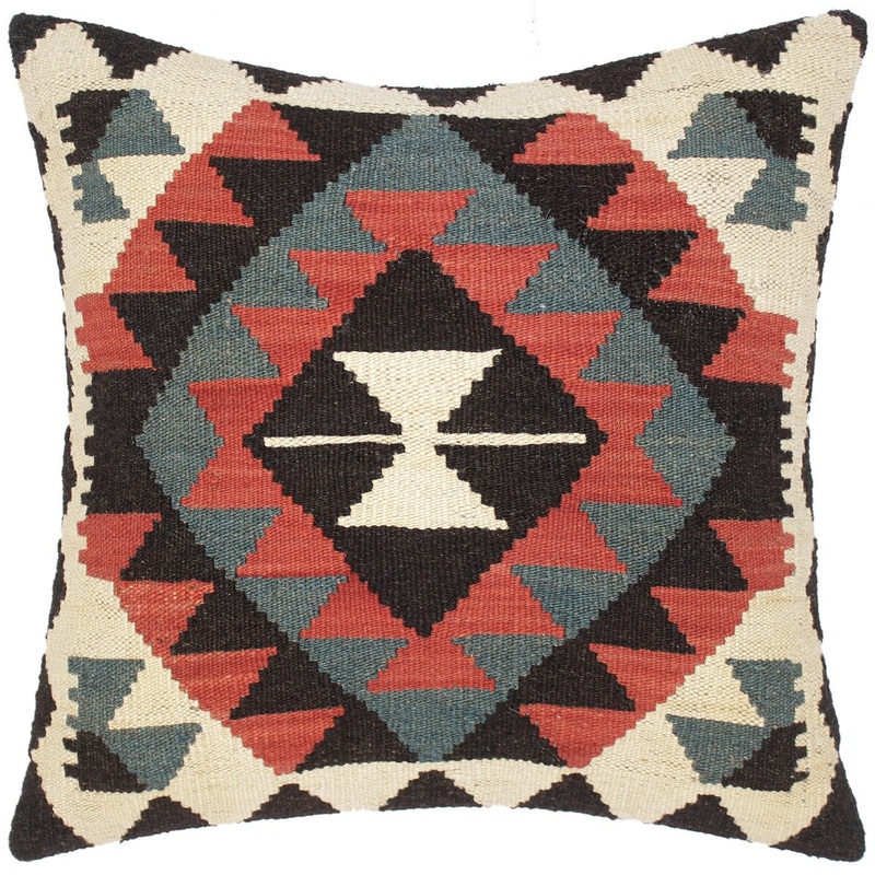 Tribal Emiko Hand-Woven Turkish Kilim Throw Pillow 20 in. x 20 in.