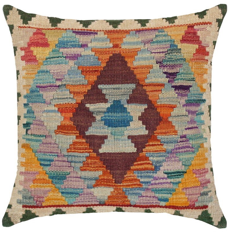 Tribal Kimberel Hand-Woven Turkish Kilim Throw Pillow
