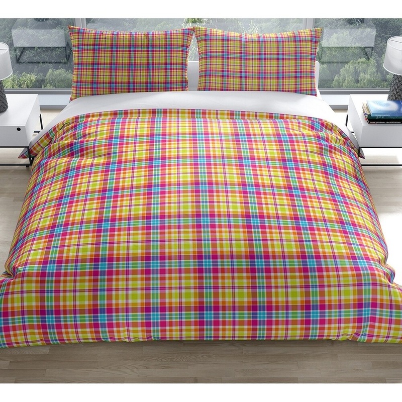 TROPICAL RAINBOW PLAID Pillow Case By Kavka Designs - N/A