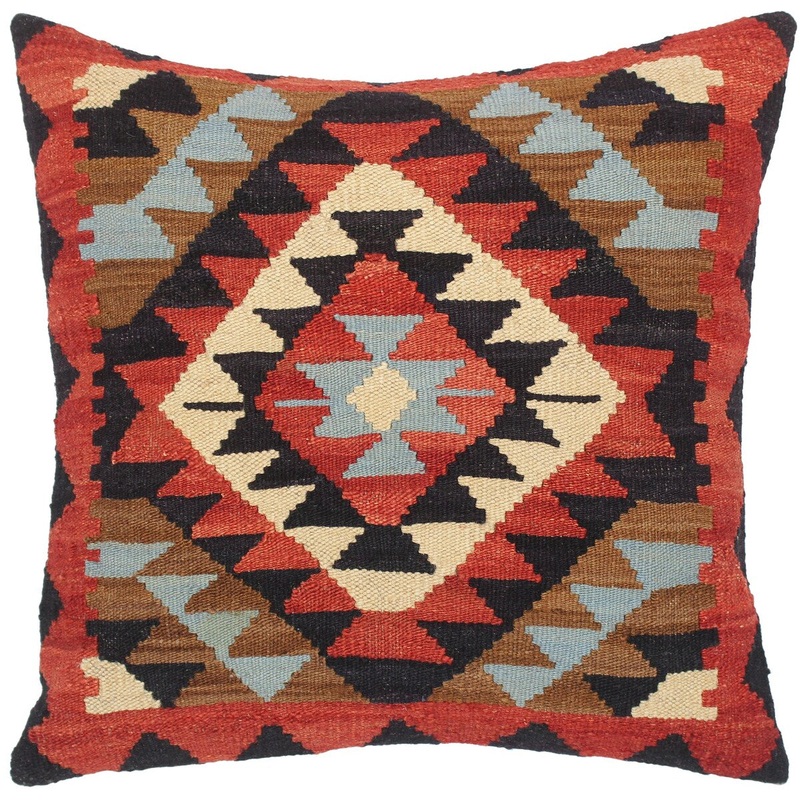 Vintage Yuki Hand-Woven Turkish Kilim Throw Pillow 20 in. x 20 in.