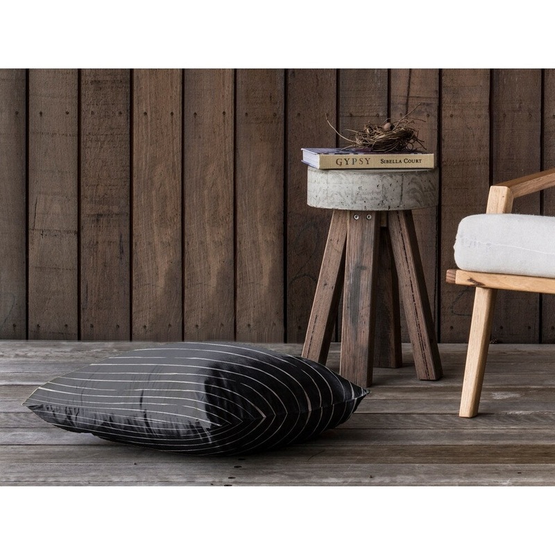 WAVY ABYSS BLACK SMALL Floor Pillow By Kavka Designs