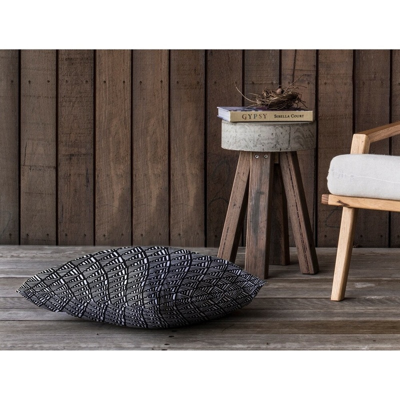 ABSTRACT LEAF BLACK Floor Pillow By Kavka Designs
