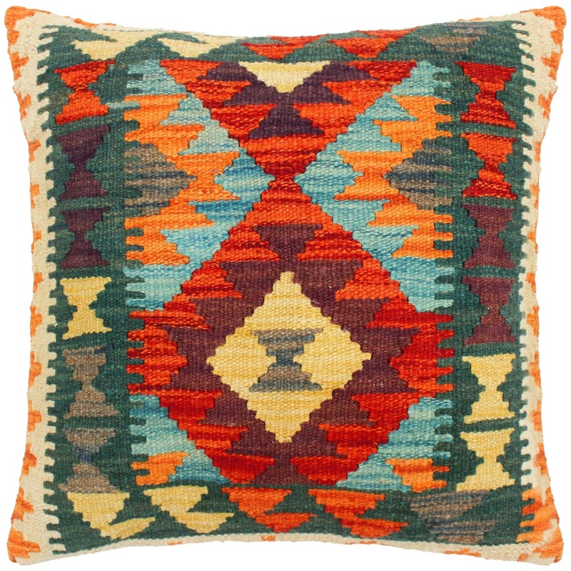 Bauhaus Yajaira Hand-Woven Turkish Kilim Throw Pillow 18 in. x 18 in.