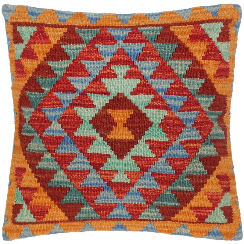 Shabby Chic Pedro Hand-Woven Turkish Kilim Pillow 16 in. x 16 in.
