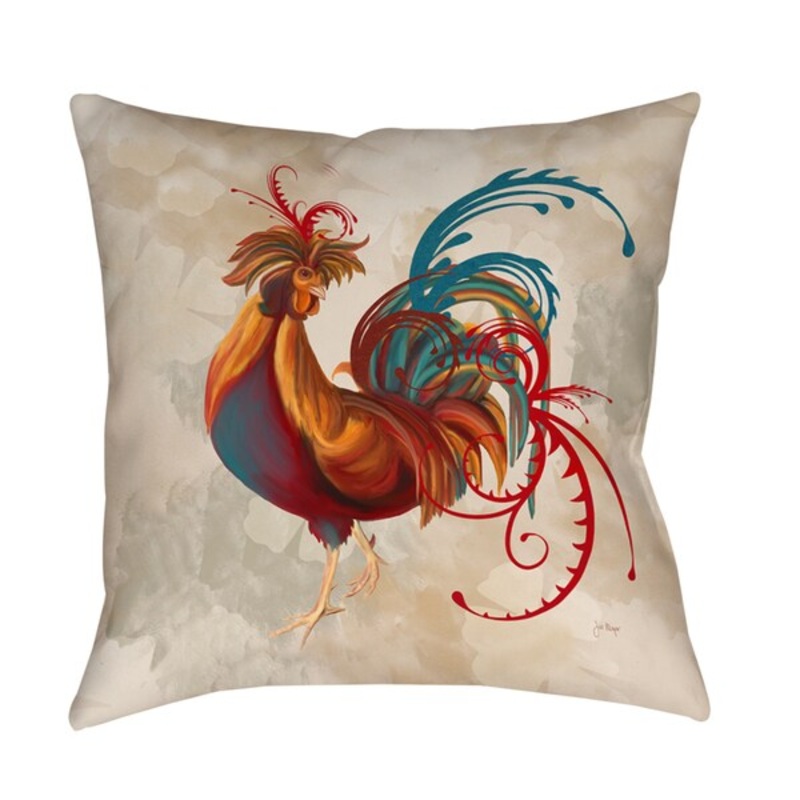 Teal Rooster II Decorative Throw Pillow