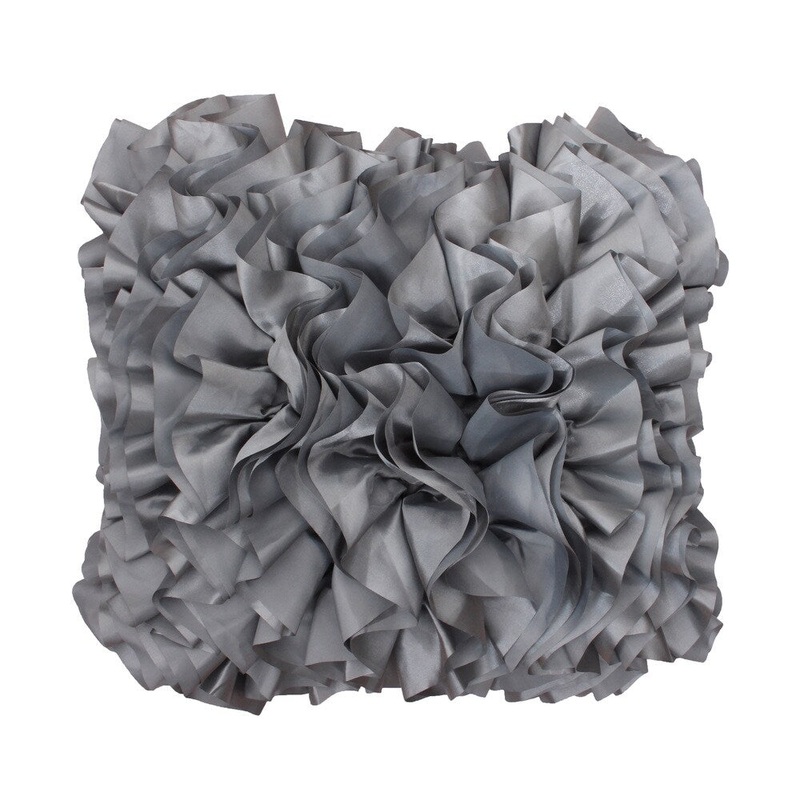 Thro by Marlo Lorenz Bahama Grey Satin Ruffle Pillow