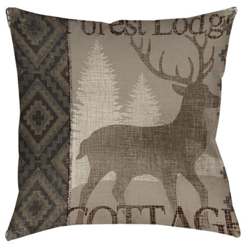 Winter Lodge Deer Decorative Throw Pillow