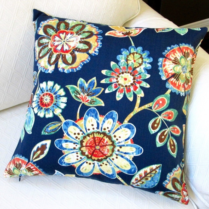 Artisan Pillows 18-inch Outdoor Polyester Navy Throw Pillow (Set of 2)