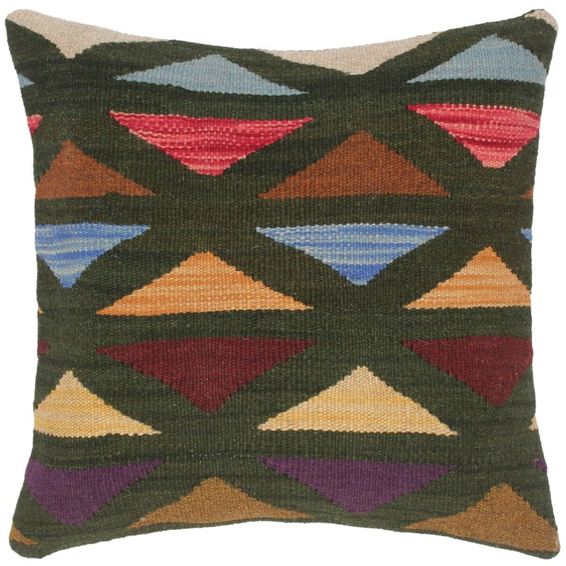 Bauhaus Nolan Hand-Woven Turkish Kilim Pillow 18 in. x 18 in.