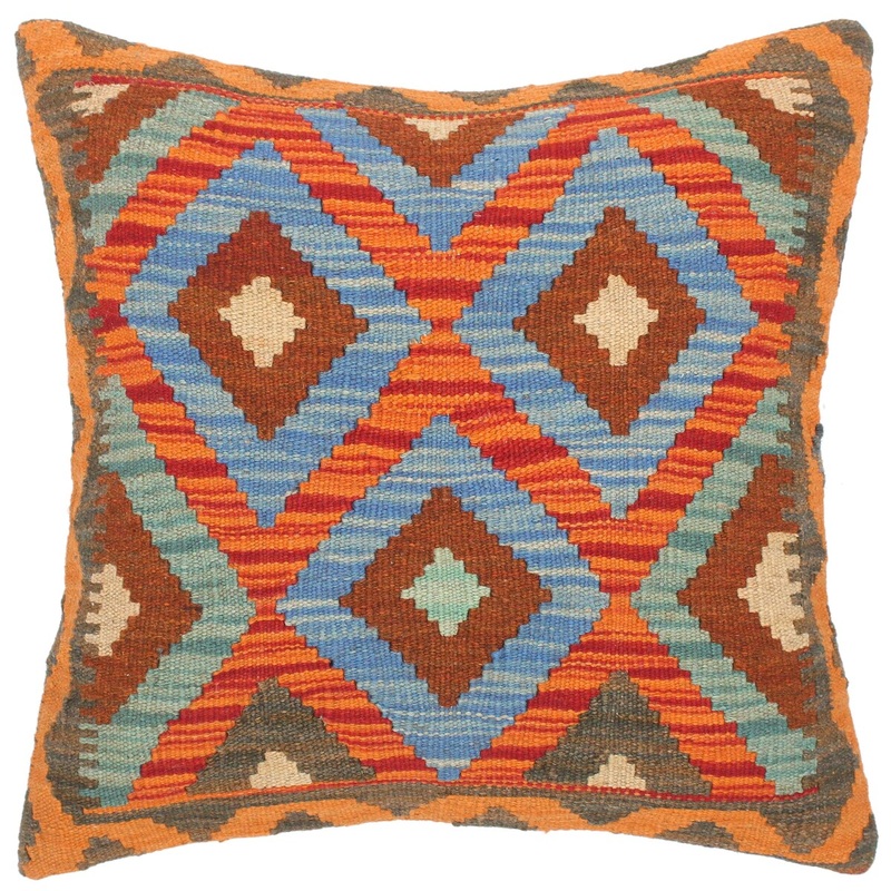 Shabby Chic Novella Hand-Woven Turkish Kilim Pillow 18 in. x 19 in.