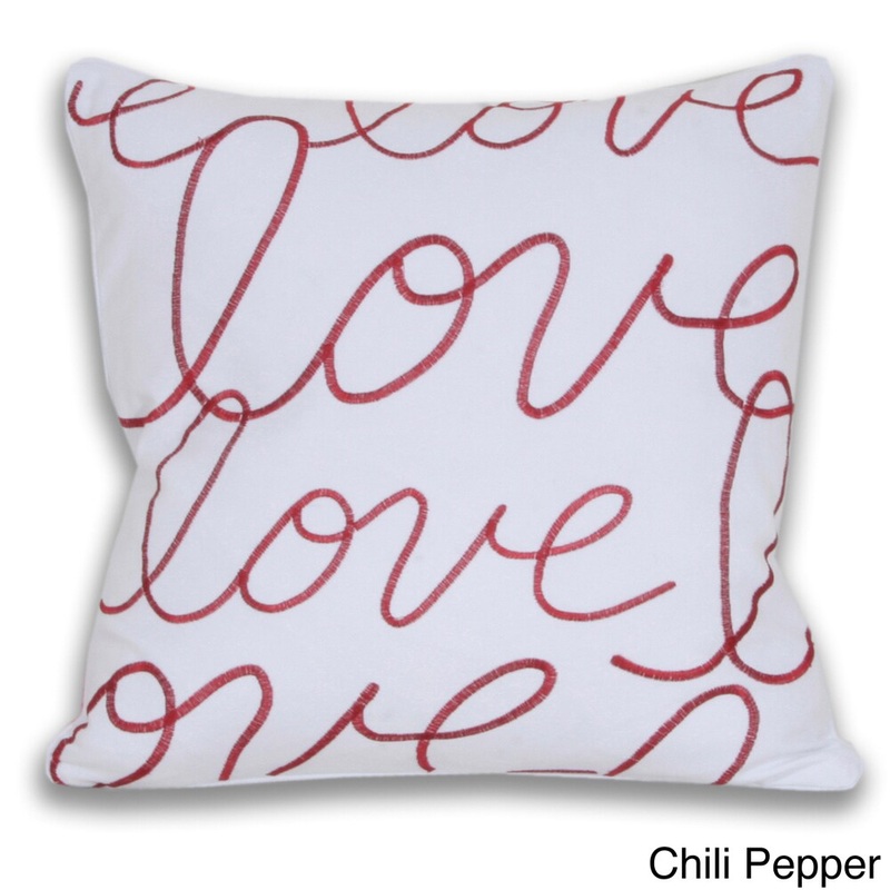 Thro 'Love' Embroidered 18-inch Throw Pillow