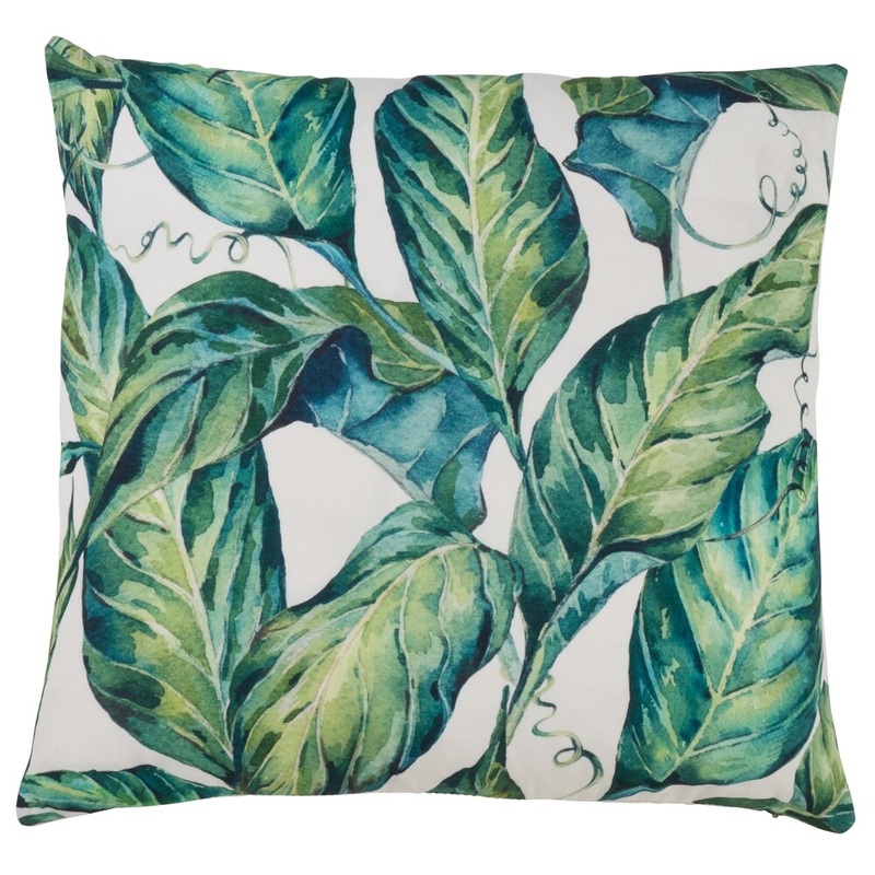 Tropical Banana Leaves Outdoor Poly Filled Throw Pillow