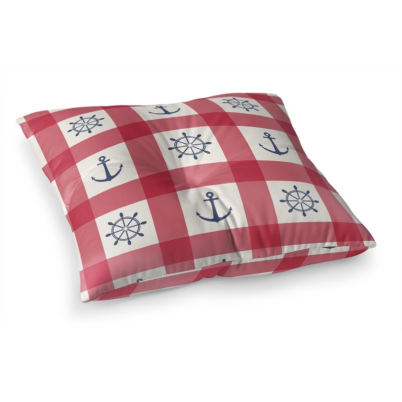 ANCHOR GALORE RED AND BLUE Floor Pillow By Kavka Designs