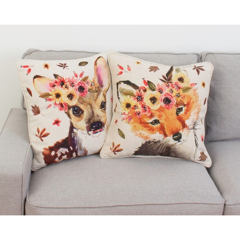 Thro 20" Wintorp Fox Printed Franco Faux Linen Pillow
