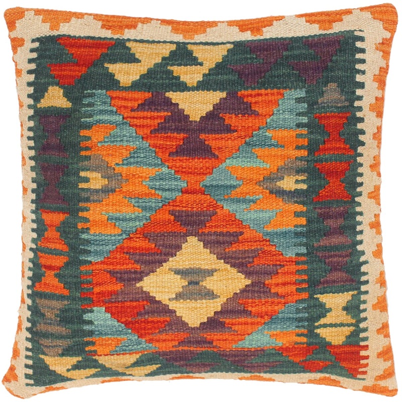 Vintage Desiree Hand-Woven Turkish Kilim Pillow -17 in. x 18 in.