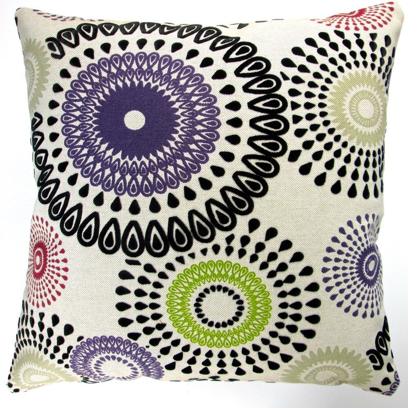 Artisan Pillows Indoor 20-inch Geometric Circles & Dots in Amethyst Modern Abstract Accent Throw Pillow Cover