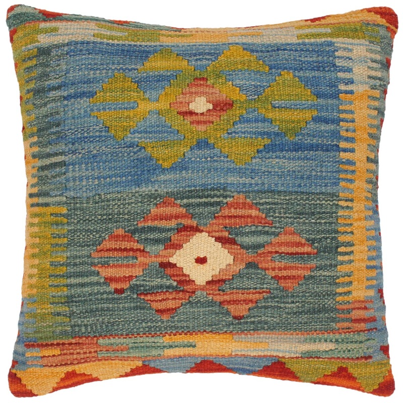 Bauhaus Darcey Hand-Woven Turkish Kilim Throw Pillow 18 in. x 18 in.